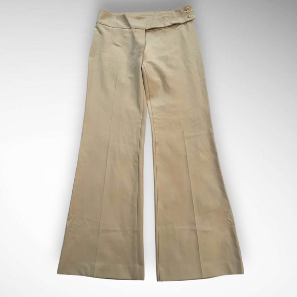 United Colors Of Benetton Pants - UNITED COLORS OF BENETTON Beige Mid Rise Wide Leg Flare Trousers‎ Size 6 | EUC